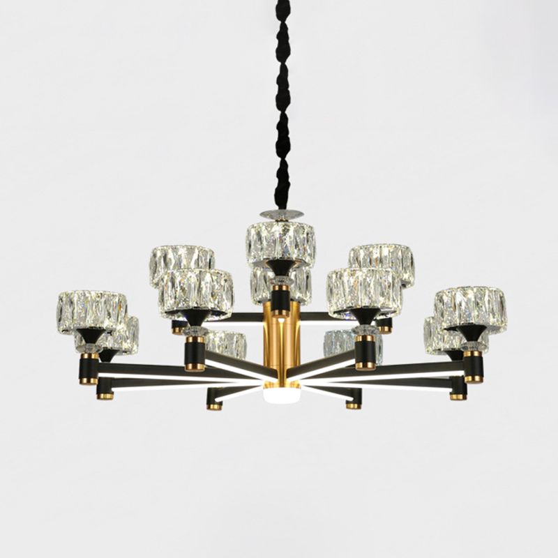 Sombra redonda sala de estar iluminación de techo facetado lámpara de lámpara posmoderna de lámpara en negro