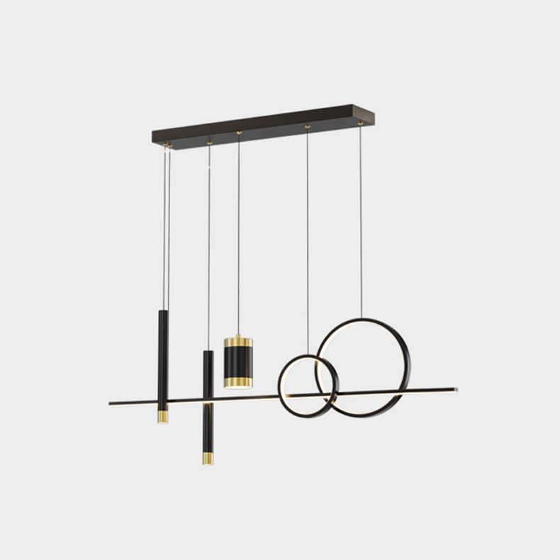 Contemporary Pendant Lights Geometric Metal Island Lighting in Black