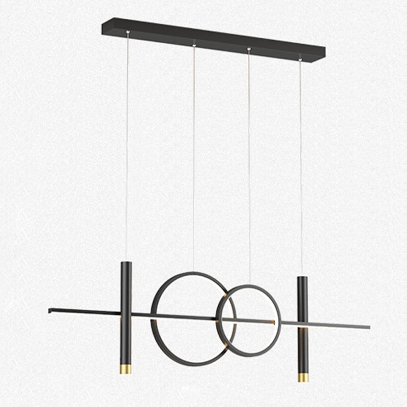 Multi lumières cylindriques suspendues îlot d'éclairage de style métal moderne
