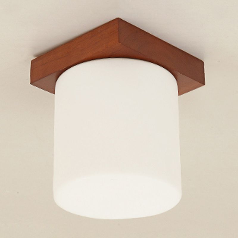 Lámpara empotrada geométrica moderna de madera, 1 luz, montaje empotrado en marrón