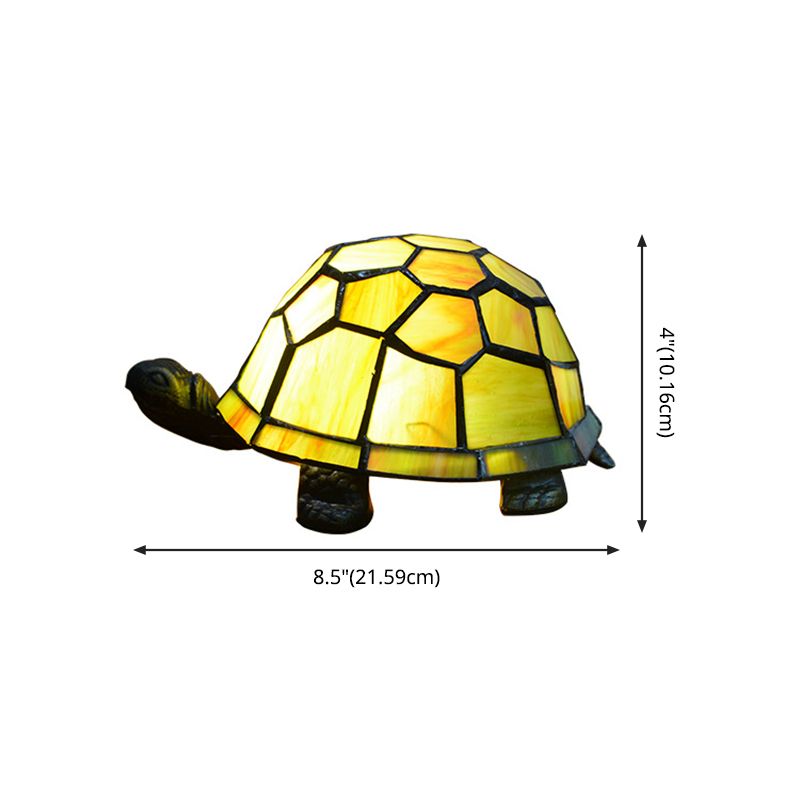 Turtle Shaped Nightstand Lamp Tiffany Style Stained Glass 1-Light Bedside Table Light