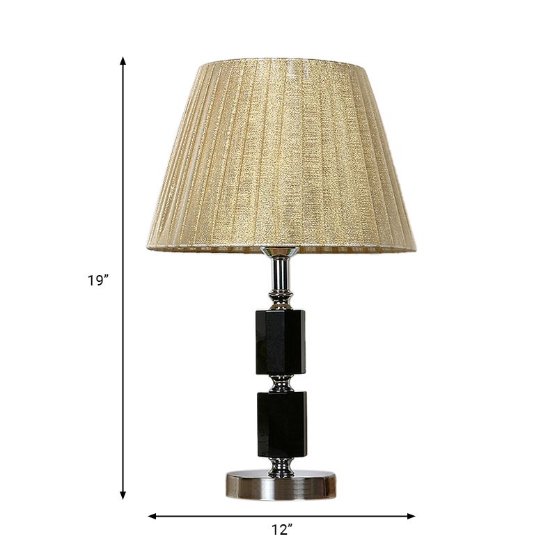 Lampe de table en cristal à ampoule unique, campagne, tambour conique Beige, veilleuse pour chambre à coucher