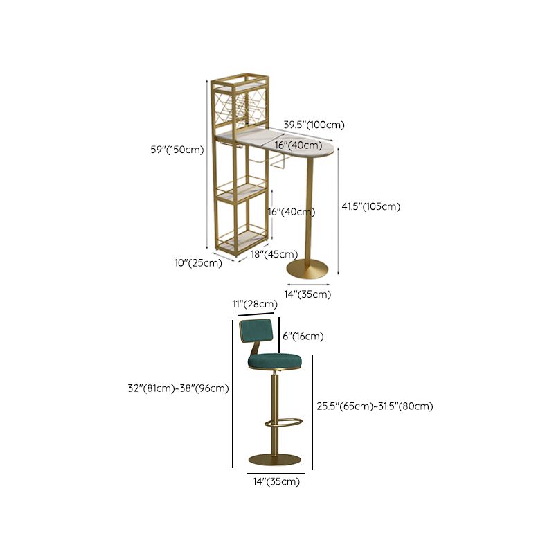 Modern 1/3 Pieces Bar Table Set Stone Counter Table with Rotatable Stools for Living Room