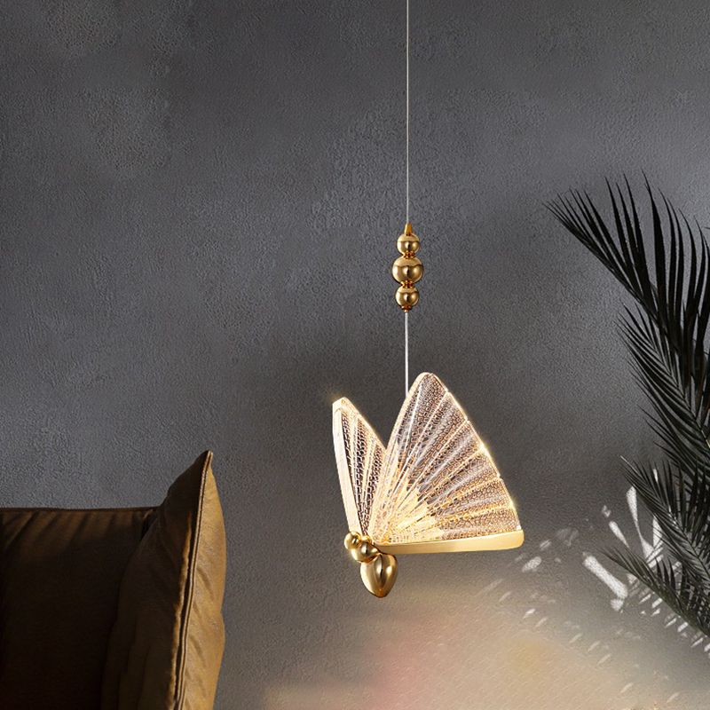 Goud metaal Nieuw modern hangende plafondlichtvlinder 1 licht hanglampje voor slaapkamer