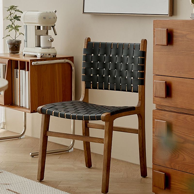 Ash Wood Traditional Dining Chair Open Back Side Chair for Home