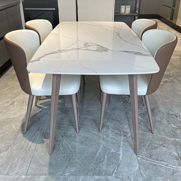 Medieval Modern Stone Dining Table with 4 Legs Pedestal Table for Kitchen