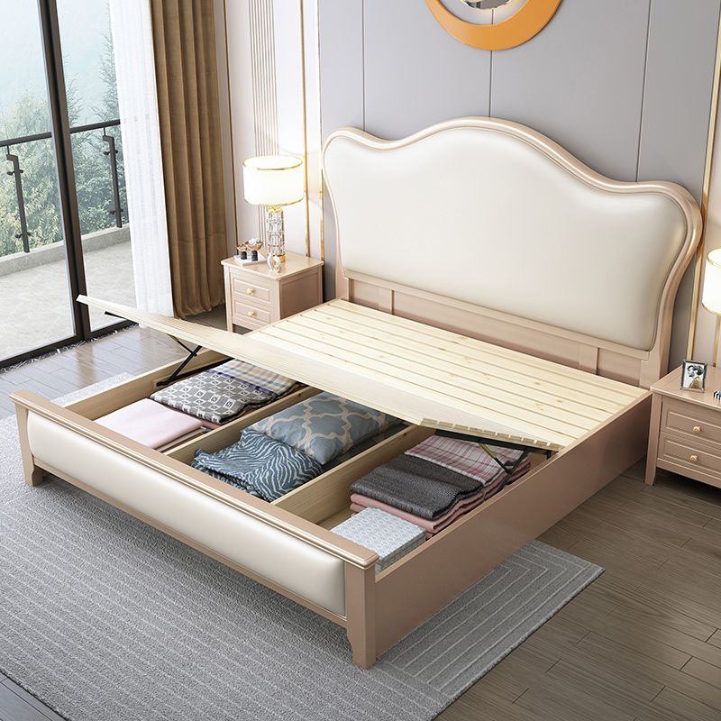 Modern Storage Standard Bed Faux Leather Bed Frame with Headboard for Bedroom