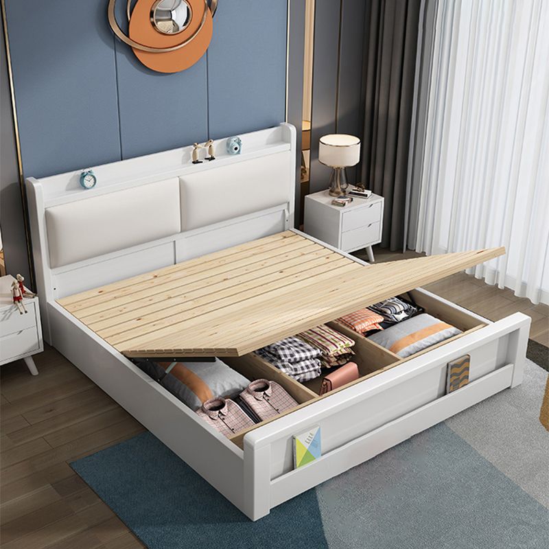 Modern Wood Bed Bookcase Included Standard Bed with Headboard for Bedroom