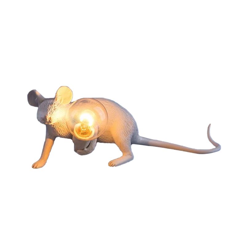 Resin Serviteur Mouse Night Light Kids Novelty 1 Bulbe White Table Éclairage pour le chevet