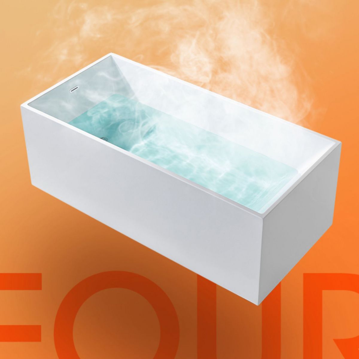 Modern Rectangle Acrylic Bathtub Freestand Soaking Bathtub with Drain Bath Tub