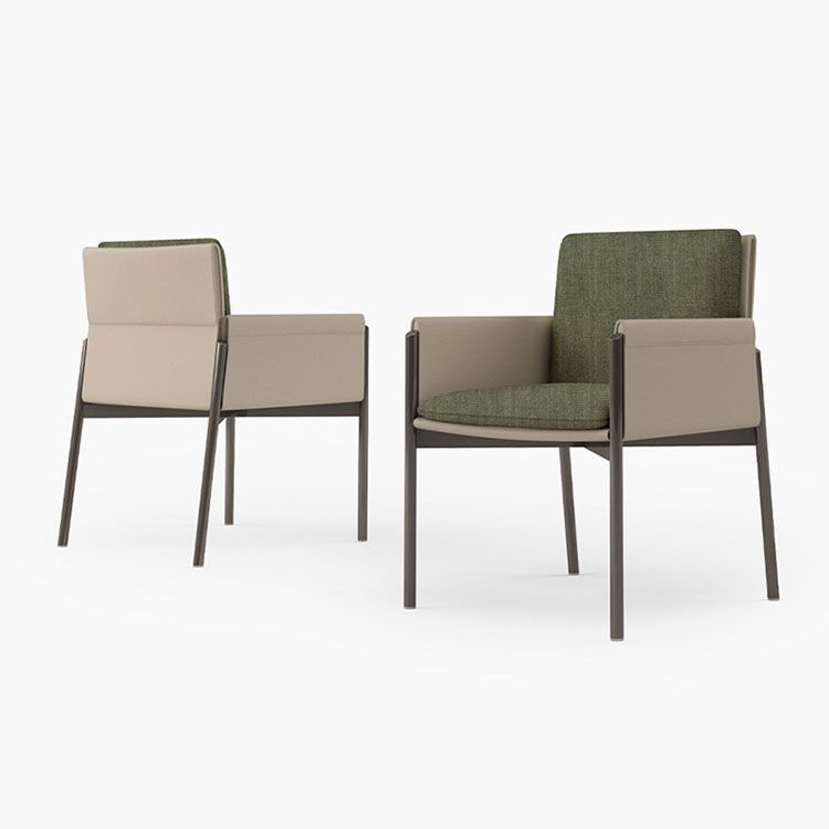 Upholstered Matte Finish Dining Chair Designer Style Home Solid Back Arm Chair