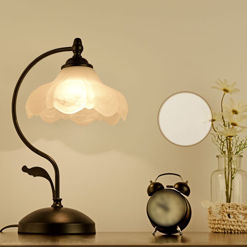 Glass Flower Table Light Contemporary Style Nights and Lamp for Bedroom