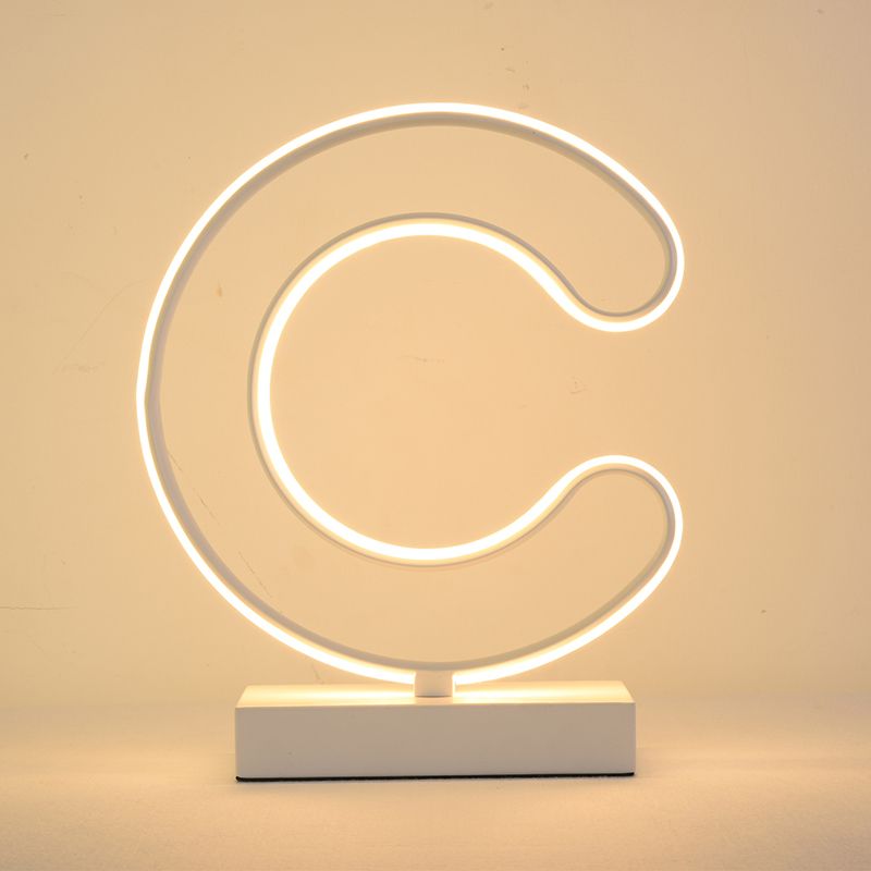 Modern LED Nightstand Lamp White Curvy Reading Book Light with Acrylic Shade in Warm/White Light
