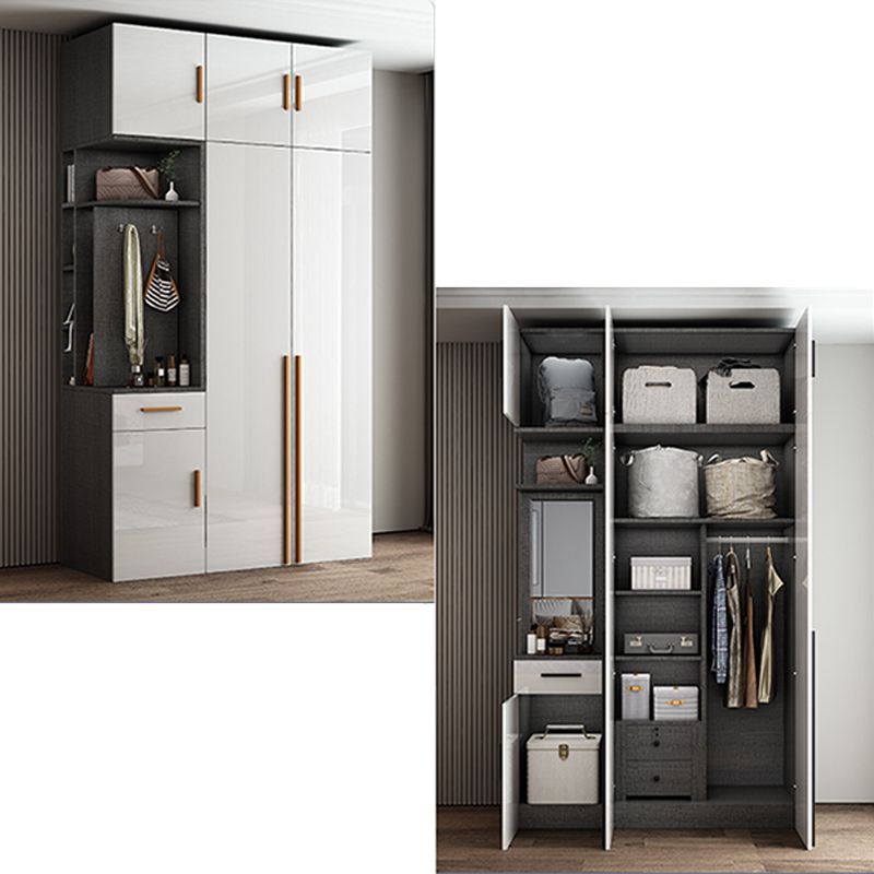 High Gloss White Modern Wardrobe Engineered Wood Storage Cabinet for Home