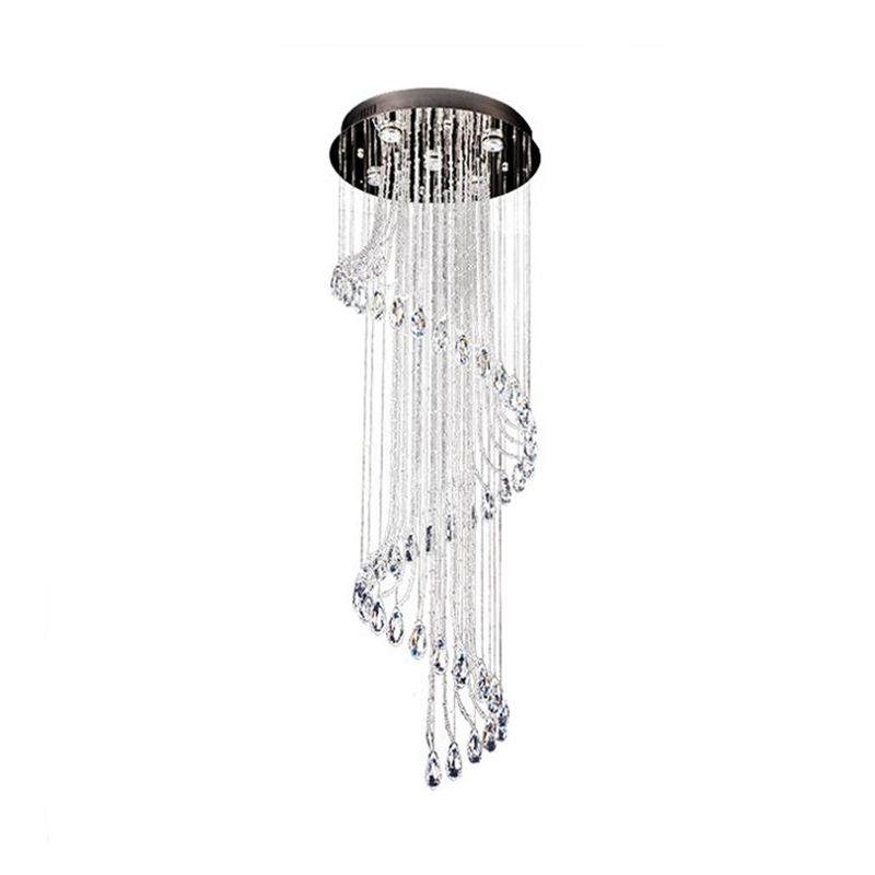 Black 5-Light LED Ceiling Light Contemporary Clear Crystal Spiral Cluster Pendant for Living Room
