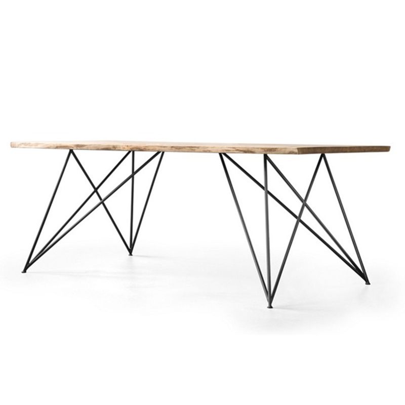 Rectangle 4 Legs Luxury Dining Table Solid Wood Fixed Table for Kitchen