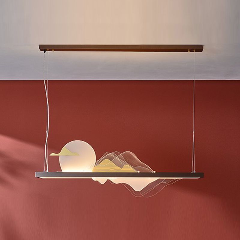 Zeitgenössische Kücheninselbeleuchtung Rechteck Metall 1-Licht Island Lichter