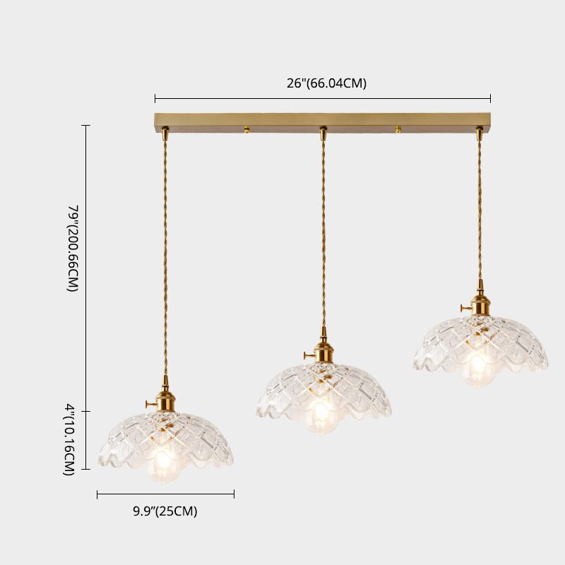 3 Lights Multi Light Pendant Modern Simple Prismatic Glass Hanging Light for Restaurant