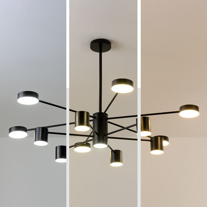 Nordic Metal Chandelier Black Multi Light Hanging Light for Bedroom