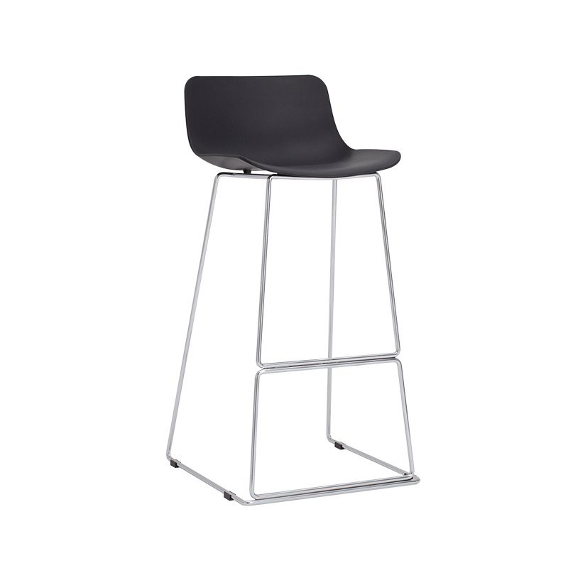 Contemporary Plastic Dining Stools Armless Bar Stools with Metal Base