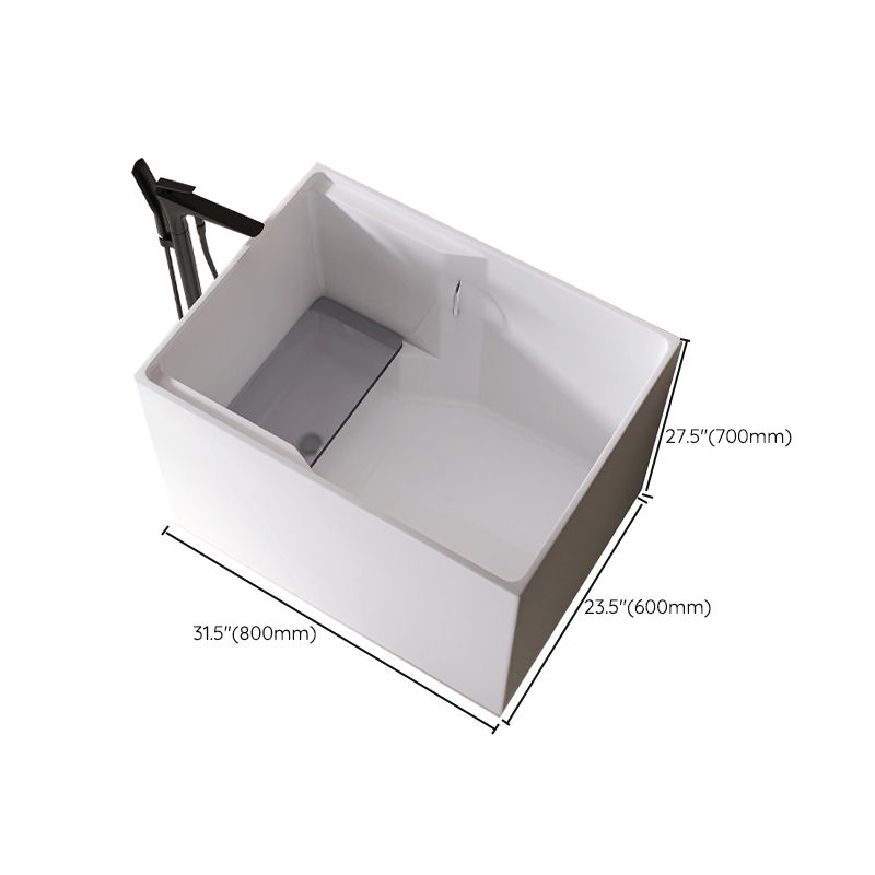 Modern Style Acrylic Soaking Bathtub Rectangle Back to Wall Bathtub