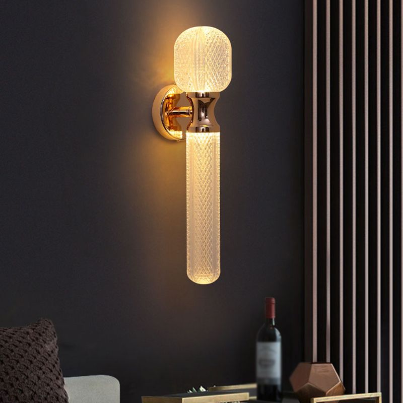 Post Modern 2 - Light Torch Wall Light Metal and Acrylic Wall Light in Gold and Clear