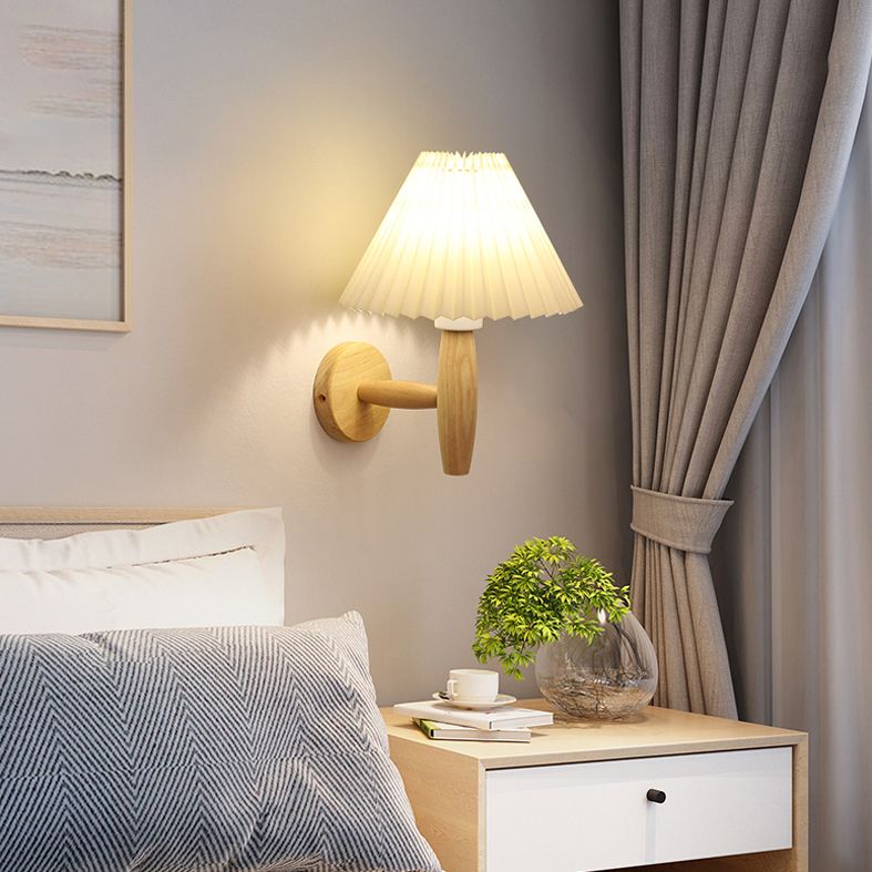 Ausgeflügelte Wandmontageleuchte einfache Holzschlafzimmer Wandleuchten mit Stofftatten