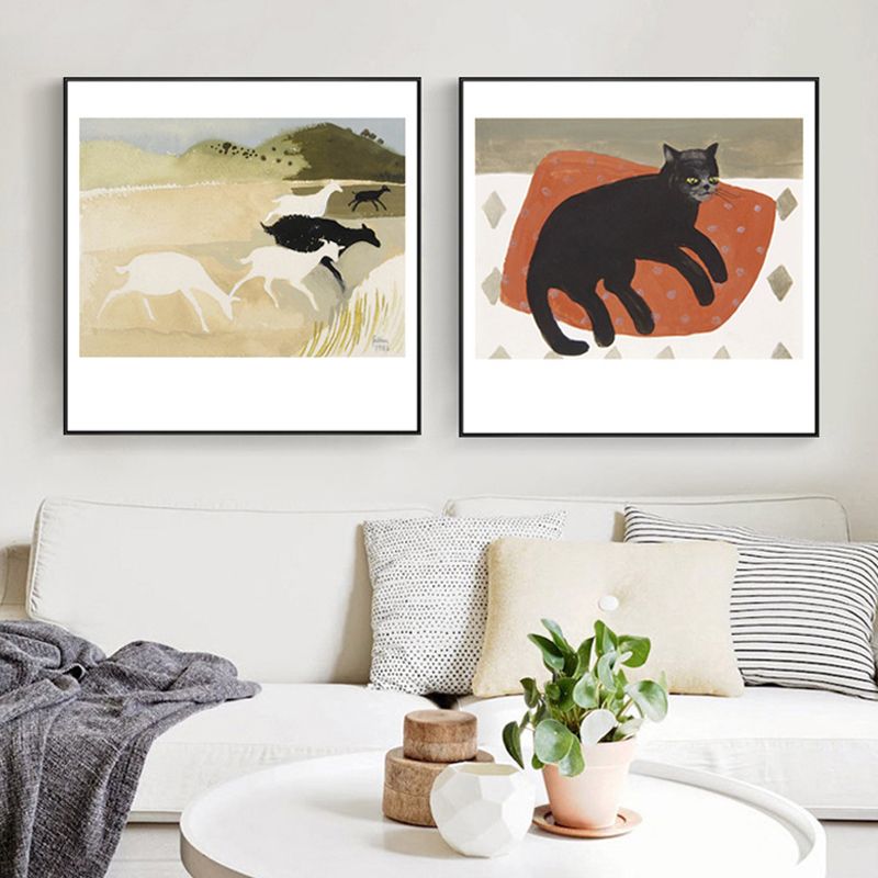 Dark Color Wild Animal Painting Textured Wall Art Print for Bedroom, Multiple Size Options