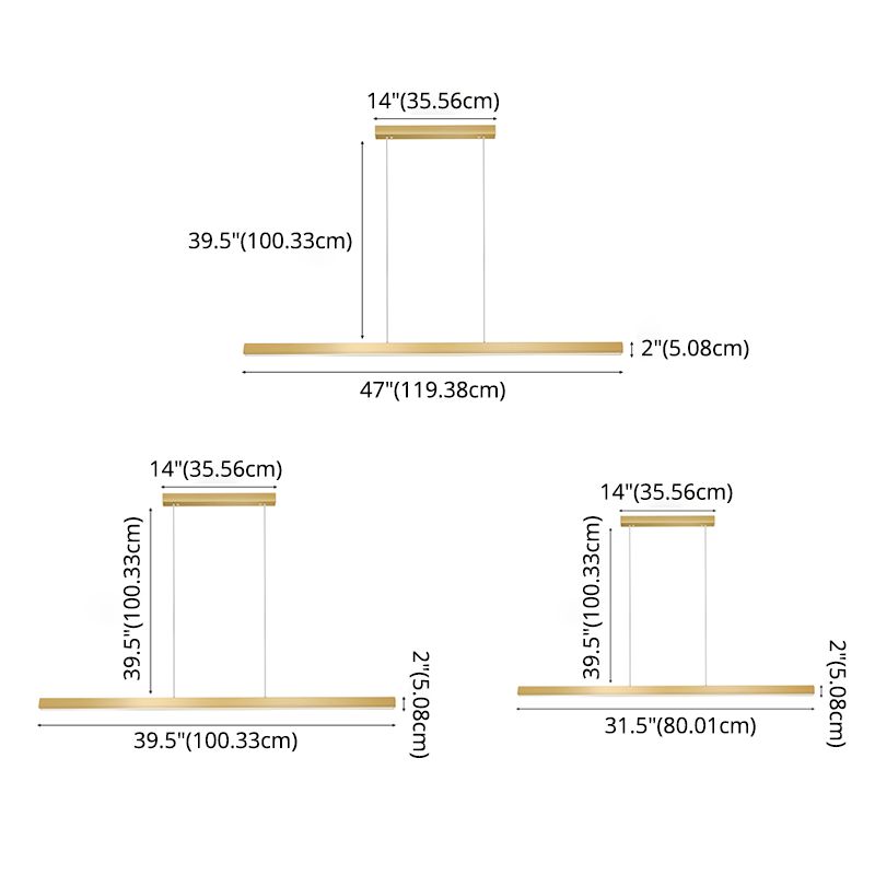Linear Isola Pendant Gold Gold Modern Benice a sospensione Luce per sala da pranzo