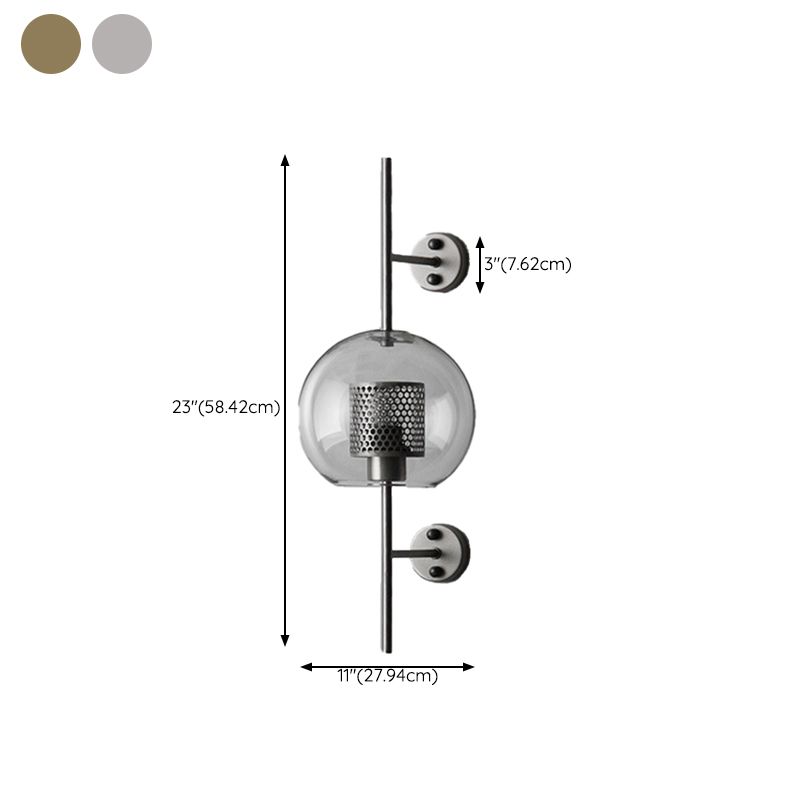 Metal and Glass Bath Sconce Industrial 1 - Light Bathroom Vanity Lighting in Gold / Sliver