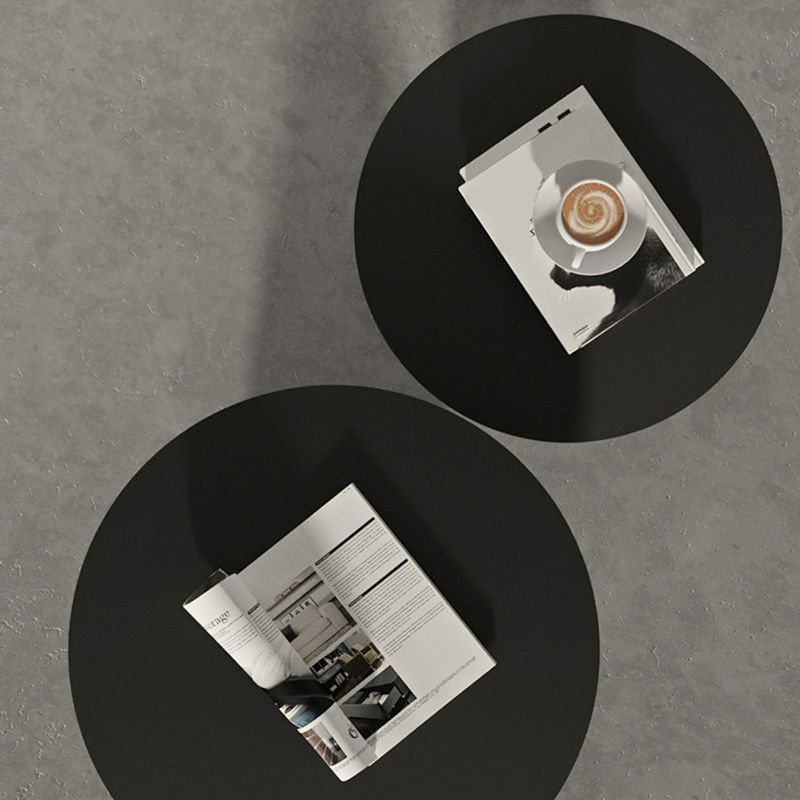 Mid-Century Modern Black/White Cocktail Table Round Coffee Table