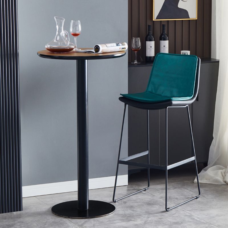 Modern Upholstered Low Back Armless Bar Stools with Metal Base