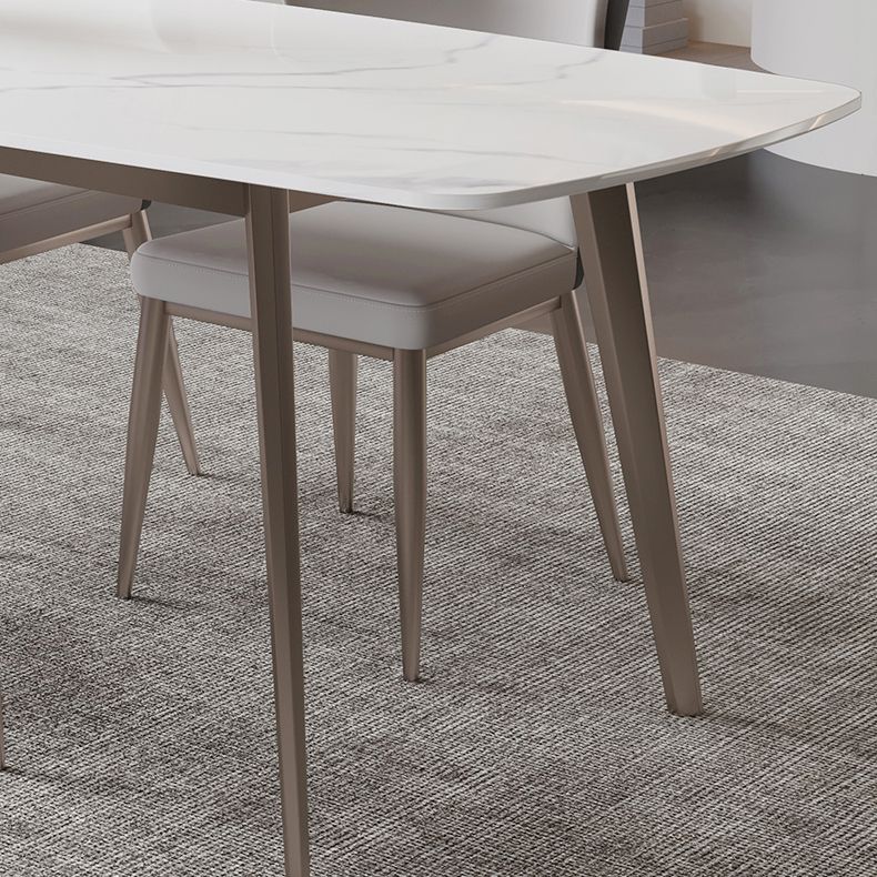 Mesa de comedor moderna resistente a los rasguños Mesa rectangular de piedra sinterizada con 4 patas Base