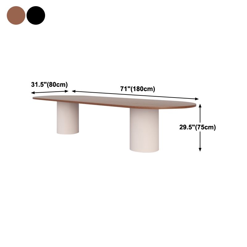 Natural Solid Wood Dining Table Modern Furniture with Double Pedestal for Office