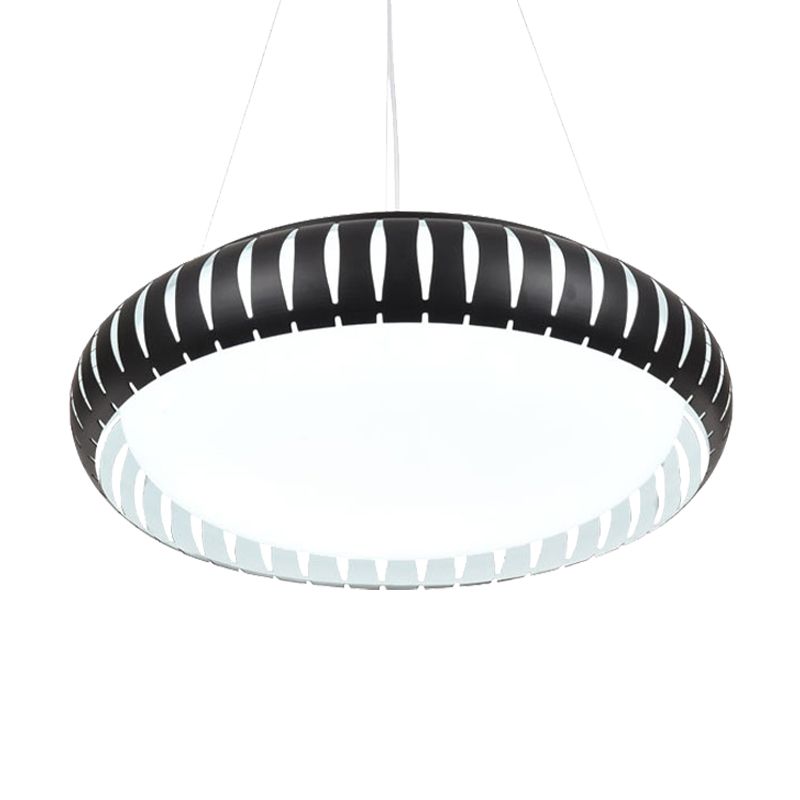 Lámpara moderna de metal de metal de techo redondo LED/negro/blanco en luz cálida/blanca/natural, 18 "/22" de ancho