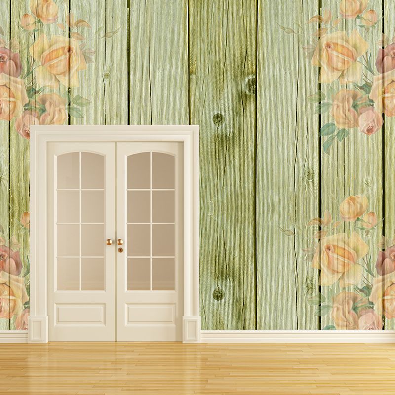 Plant Printed Wood Resistant Mural Wallpaper Environment Friendly Sleeping Room Wall Mural