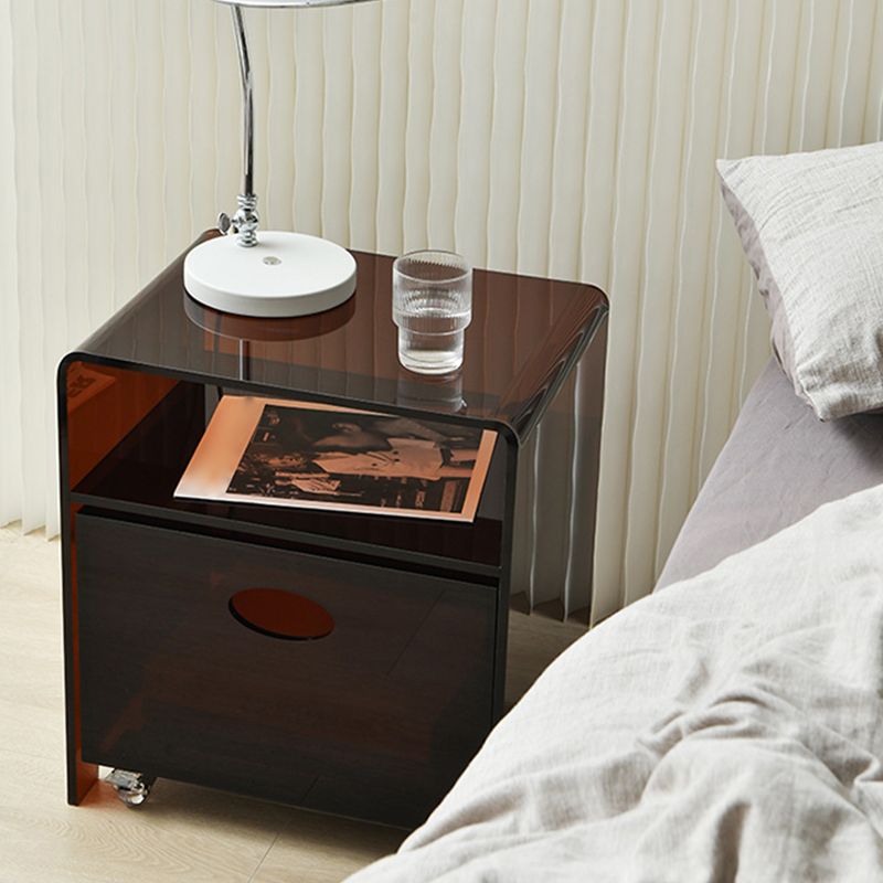 12" Wide Contemporary Corner Table Acrylic End Table with Storage