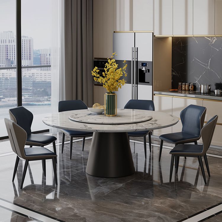 Round Pedestal Dining Site Table Contemporary Dinner Table with Turntable