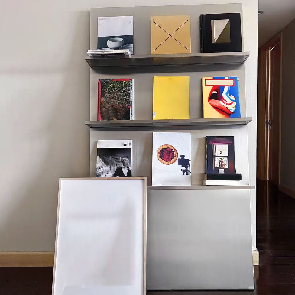 Contemporary Stainless Steel Bookcase Standard Closed Back Bookshelf for Bedroom