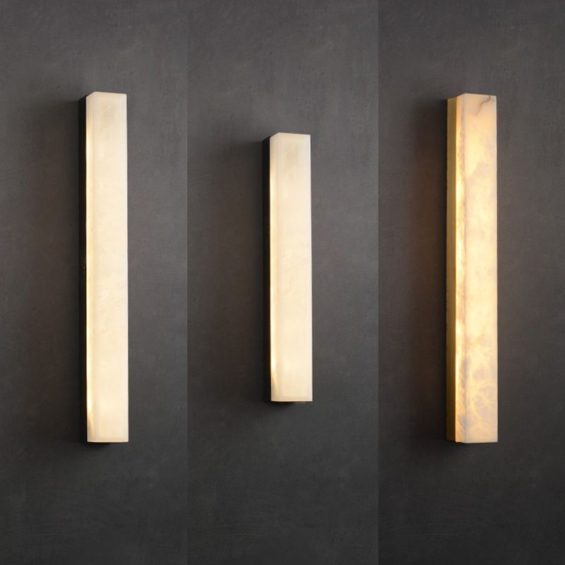 Marble Contemporary Wall Sconce 1-Light Linear Wall Mounted Lighting for Living Room