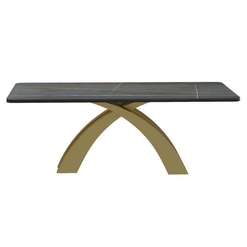 Glam Rectangle Shape Dining Table Sintered Stone Top Standard Dining Table for Kitchen
