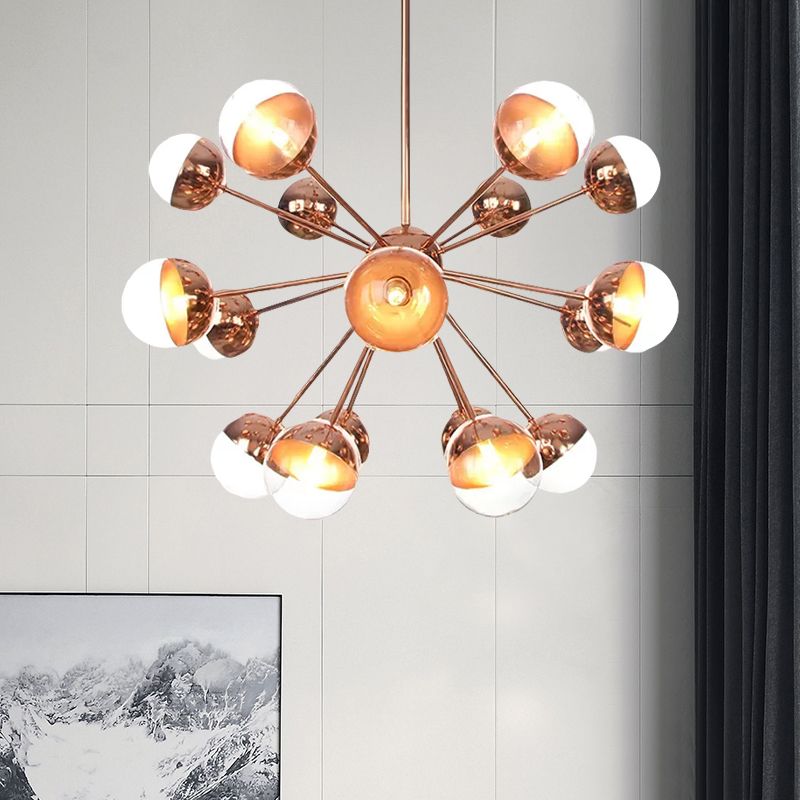 Semi-encastré Globe pour salle à manger, verre blanc/transparent/gris fumée, 9/12/15 lumières, luminaire semi-encastré contemporain en cuivre/chrome/or