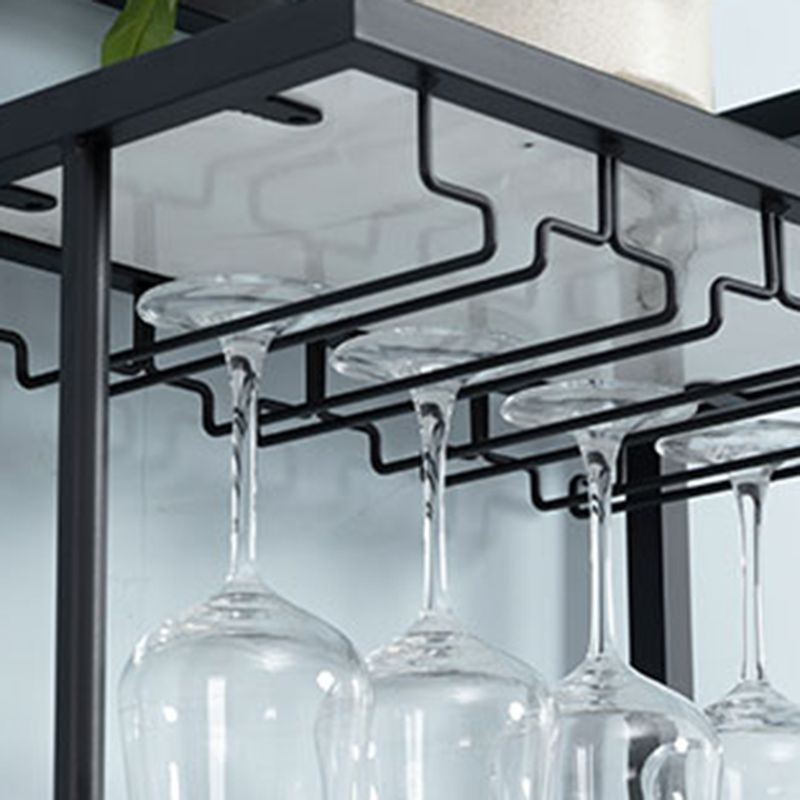 Contemporary Bar Dining Table Metal Frame Bar Table with Wine Rack