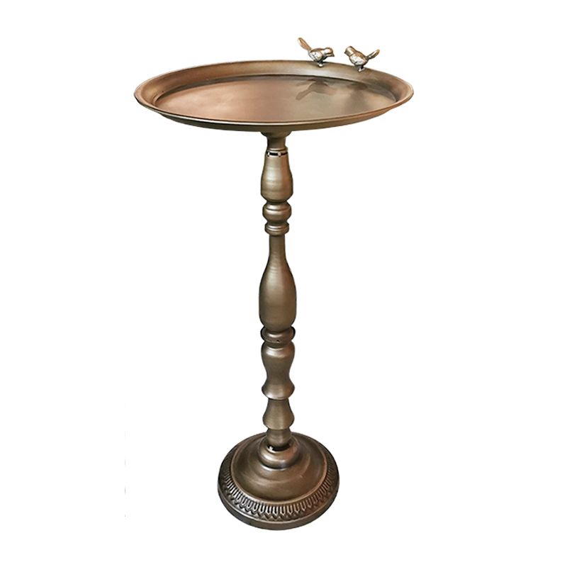 Round Mental Tray Top Side Table Pedestal Distressed End Table