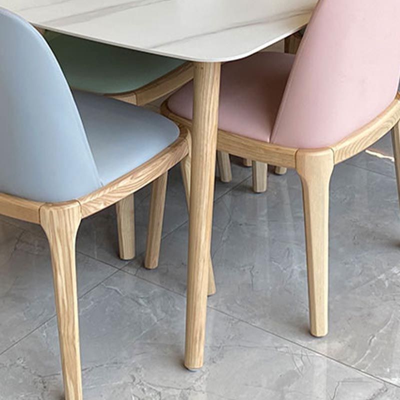 Modern Stone Top Dinner Table Natural Finish Legs Dinner Room Kitchen Table