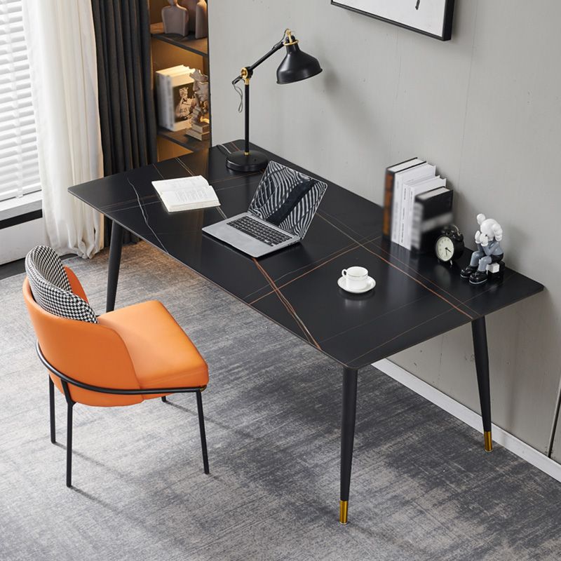 Rechthoek traditionele luxe tafel gesinterde stenen tafel met 4 zwarte poten