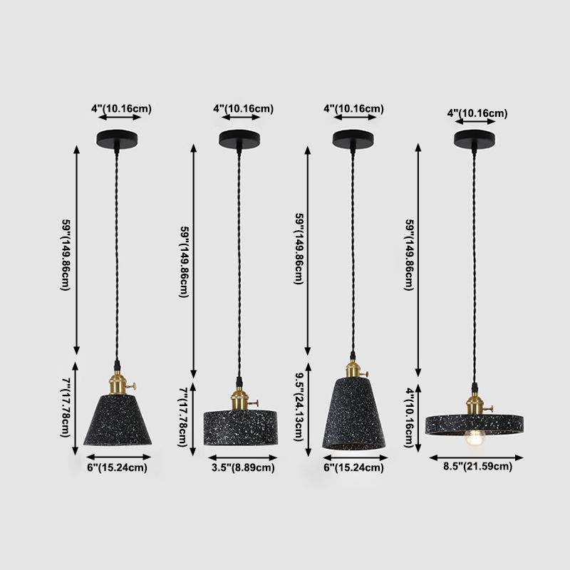 Éclairage de pendentif de ciment à tête simple simple contemporain pour salle d'étude de bar