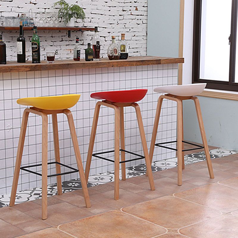 Scandinavia in stile bar-sgabello gambe in legno pp sedile sedile da bar per cucina da bar