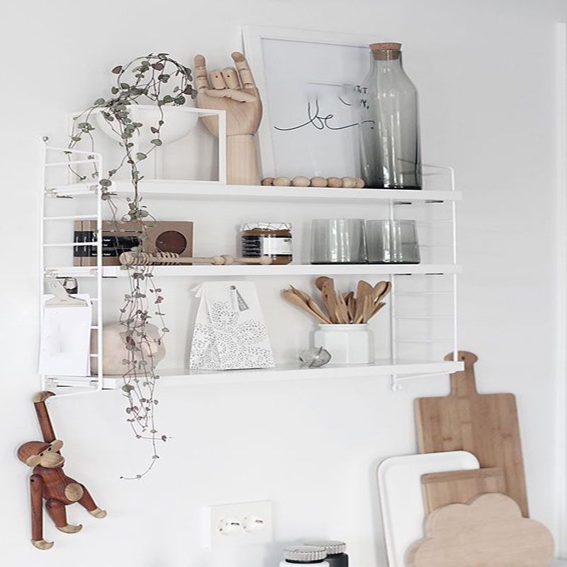 Modern Wall Mounted Bookcase with Solid Wood Rectangular Shelves