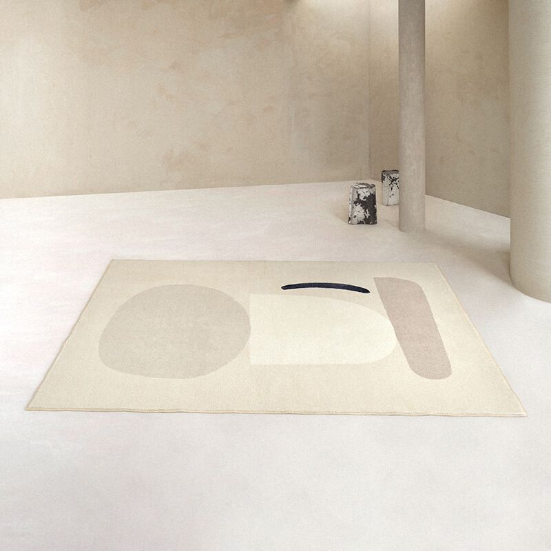 Modern Khaki Indoor Rug Leisure Contrast Panel Polyester Non-Slip Backing Area Carpet for Home Decor